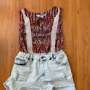 Tribal Print Peasant Blouse